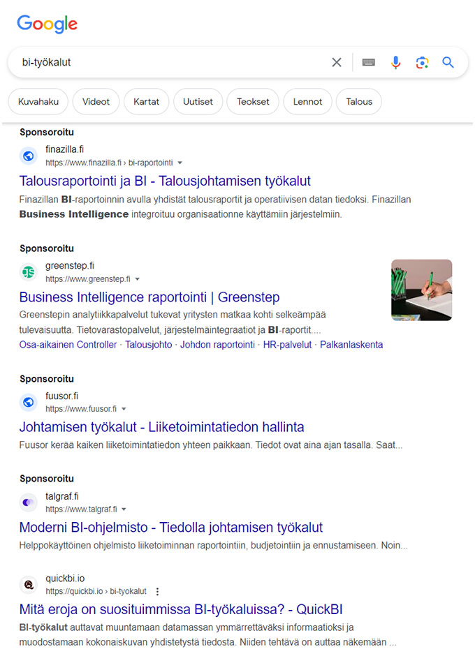 Google-hakutulokset.