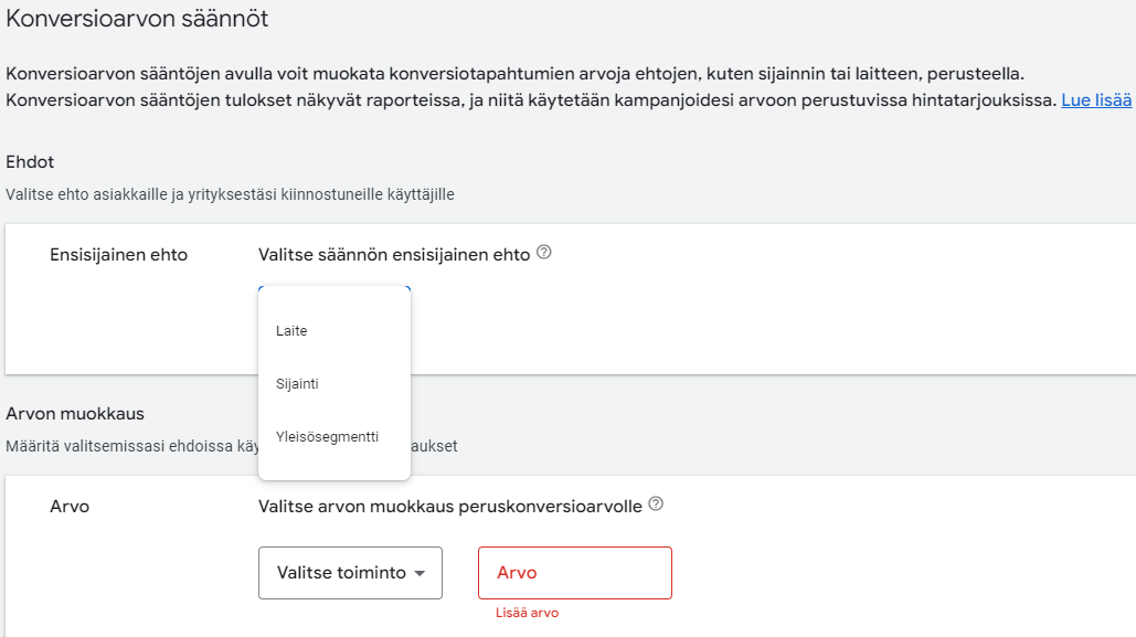 Pmax konversioarvosäännöt